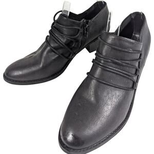 ROCKET DOG! BLACK SIDE ZIPPER LACE-UP FRONT CHUNKY HEEL BOOTIE HEELS! SZ 8.5